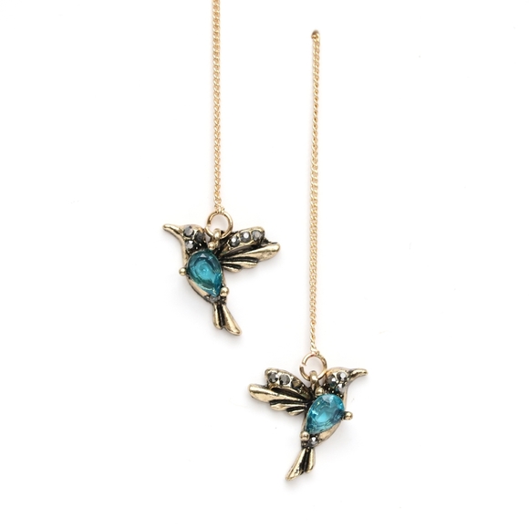 Jewelry - Dainty Hummingbird Earrings (blue)